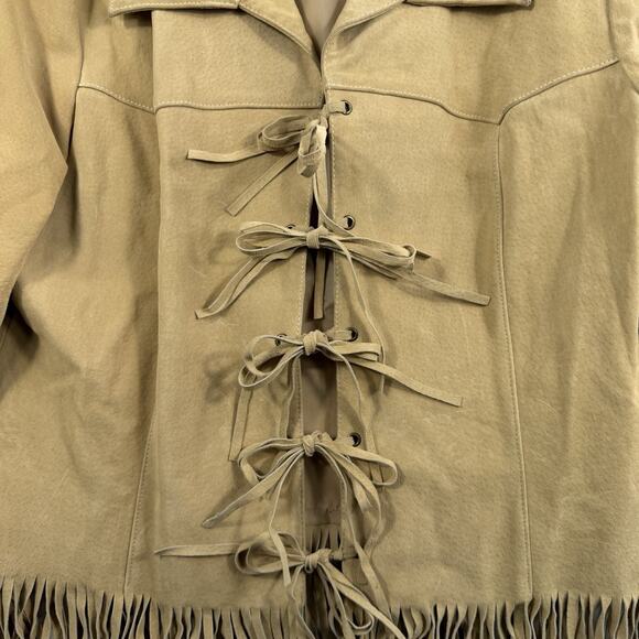 BB Dakota Camel Fringe Leather Jacket - Picture 4 of 14